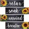 4 Pieces Sunflower Bathroom Decor Kitchen Decoration Farmhouse Wall Signs Rustic Sunflower Bathroom Wall Art Wooden Signs(Gray)